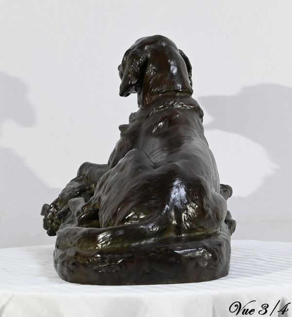 Bronze “The Dog with the Hare”, signed J-E. Masson - Early 20th century