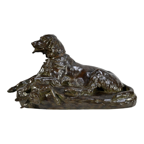 Bronze “The Dog with the Hare”, signed J-E. Masson - Early 20th century