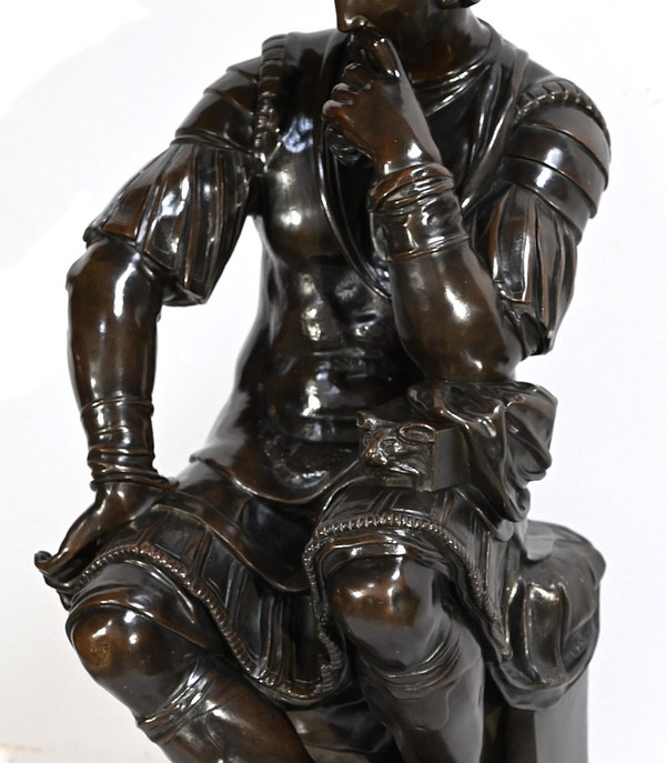 Bronze „Laurent de Medici“ nach Michelangelo, Schule des 19. Jahrhunderts – Mitte 19. Jahrhundert