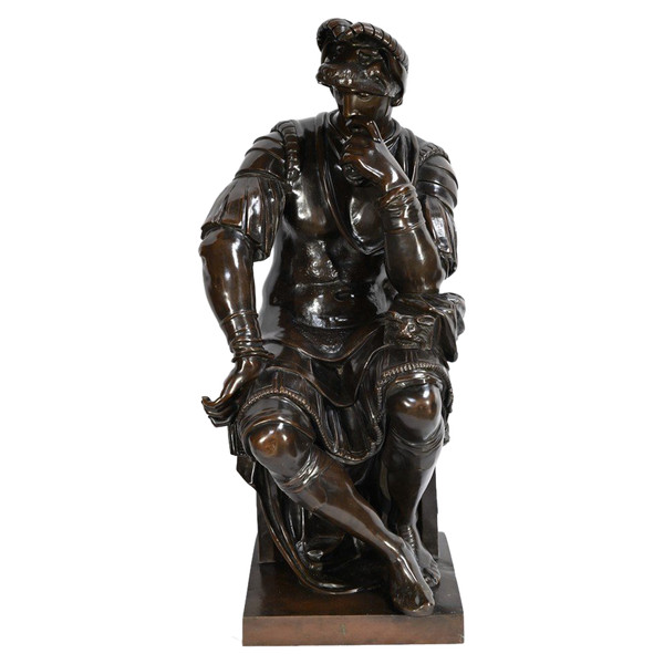 Bronze „Laurent de Medici“ nach Michelangelo, Schule des 19. Jahrhunderts – Mitte 19. Jahrhundert