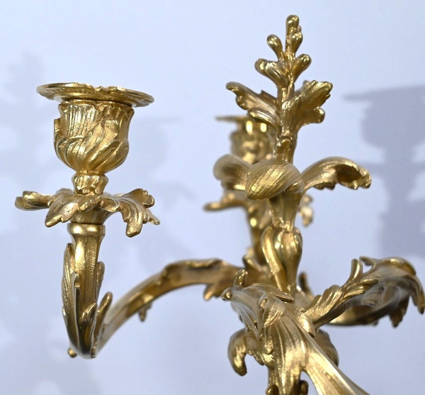 Pair of Gilt Bronze Candelabra, Louis XV style – Late 19th century