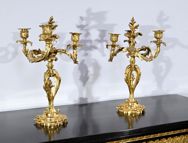 Pair of Gilt Bronze Candelabra, Louis XV style – Late 19th century