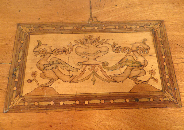 Small Italian Commode Marquetry Rose Wood Phoenix Birds 18th Century