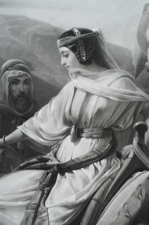 Orientalist Engraving Arrival Of Rebecca Engraved By Garnier After Scopin Etcing Old Print