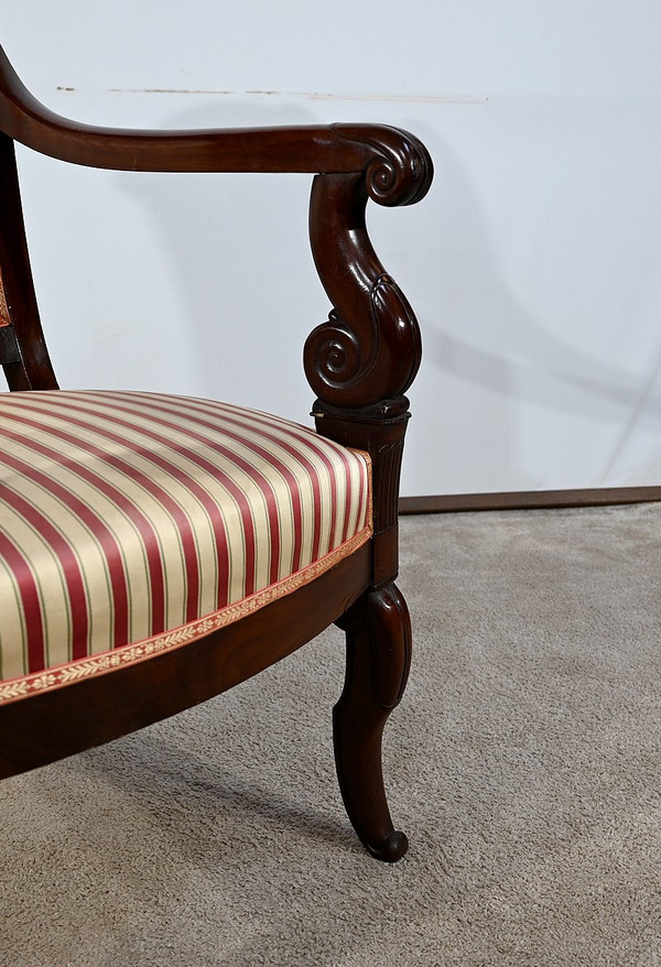 Pair of Armchairs in Solid Cuban Mahogany, Restoration Period – Early 19th Century