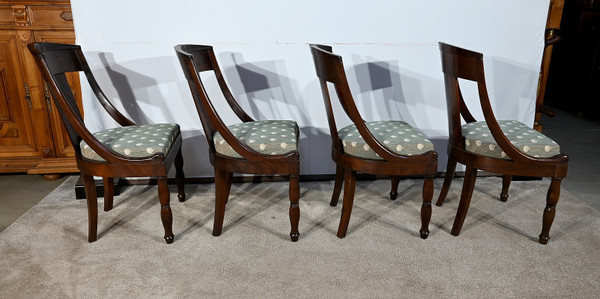 Suite of 4 Gondola Chairs in Cuban Mahogany, Restoration Period – Early 19th Century