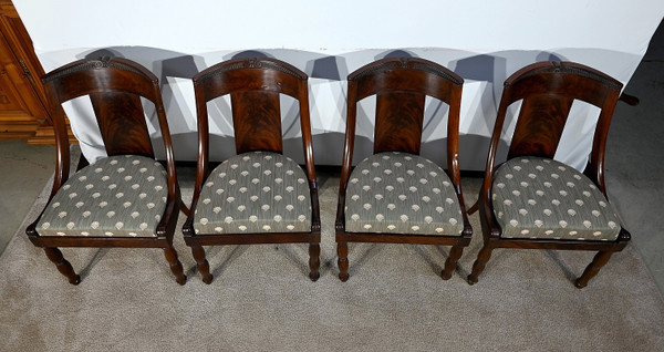 Suite of 4 Gondola Chairs in Cuban Mahogany, Restoration Period – Early 19th Century