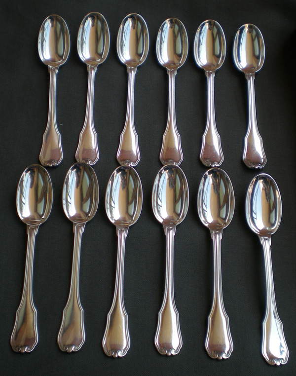 Box of 12 mocha spoons in solid silver Têtard Frères