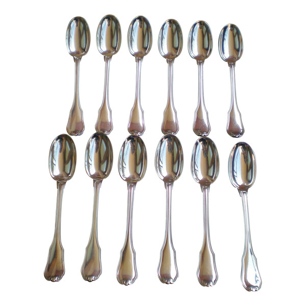 Box of 12 mocha spoons in solid silver Têtard Frères