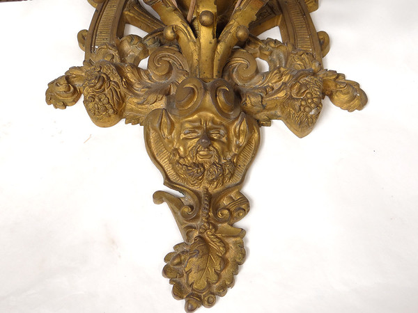 Pair of Large 5-light Regency Wall Lights Gilded Bronze Masks 19th century