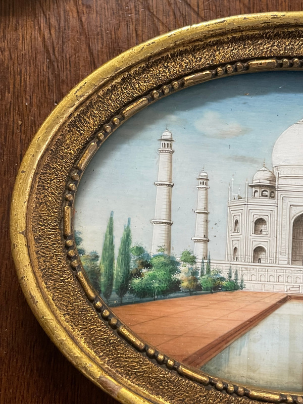 Miniatur - Blick Auf Den Taj Mahal Agra In Indien Ende 19.