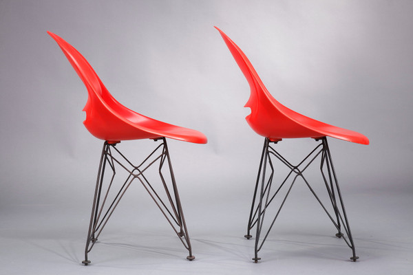 Set di quattro sedie con basi nello stile di Charles Eames