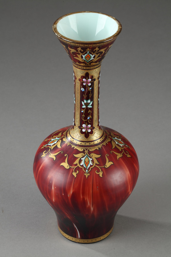 Opaline vase with oriental decoration