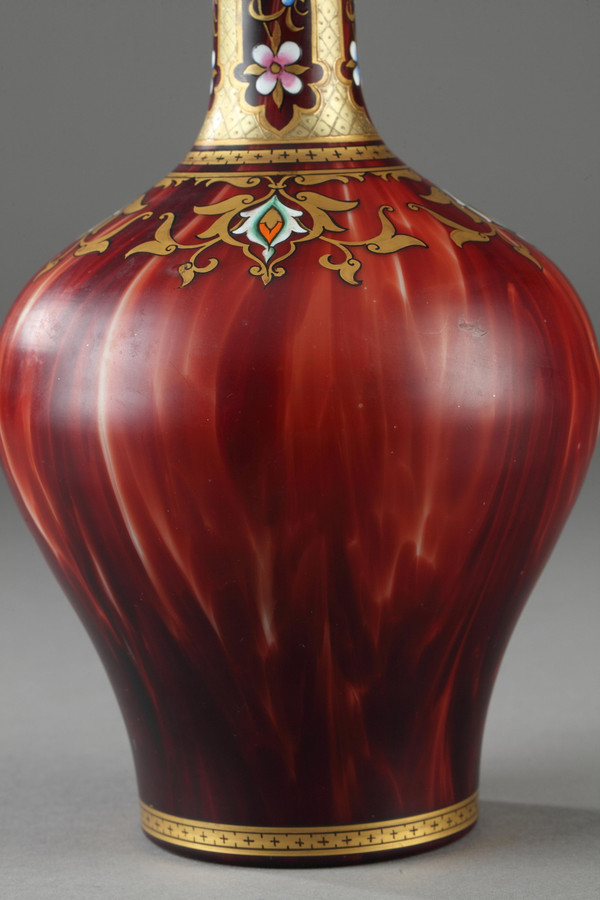 Opaline vase with oriental decoration