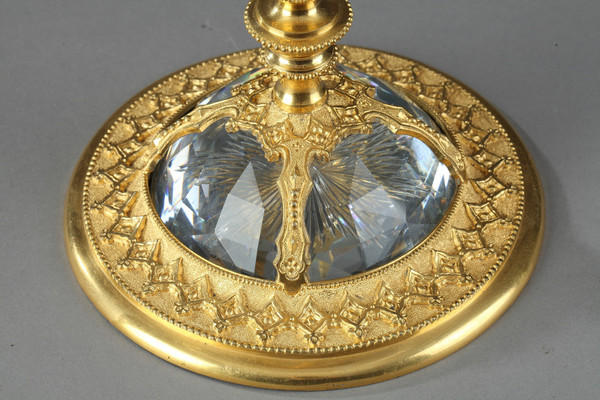 Large Ormolu Mounted Cut Crystal Dish in Renaissance Taste