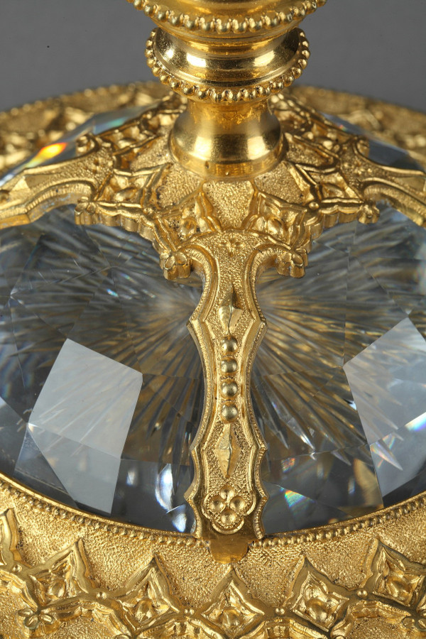 Large Ormolu Mounted Cut Crystal Dish in Renaissance Taste