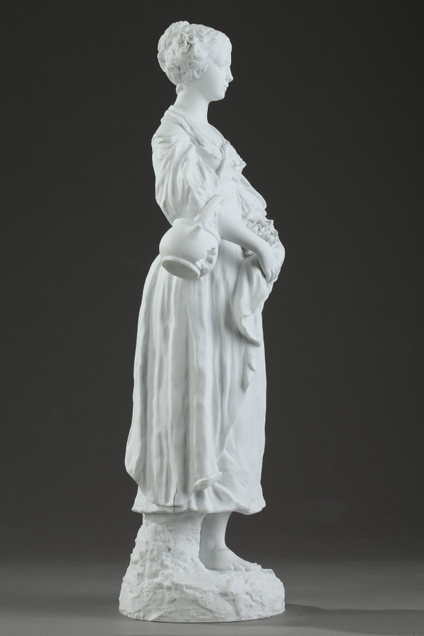 Biscuit Statuette "Young girl with a broken jug"--19th Century Period