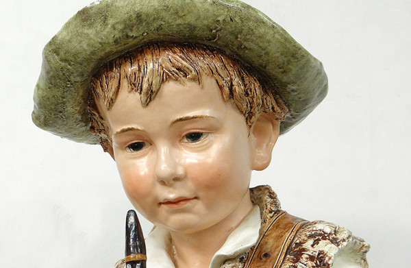 Sculptures Majolica Wilhelm Schiller Gypsy Children Austria 160cm