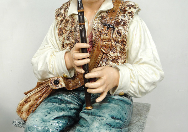 Sculptures Majolica Wilhelm Schiller Gypsy Children Austria 160cm