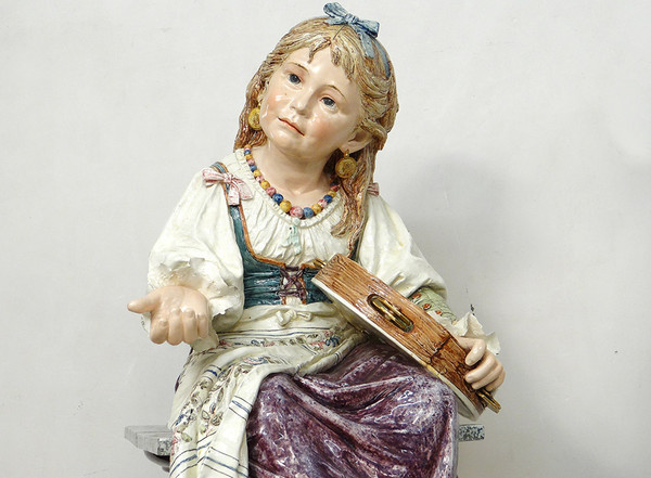 Sculptures Majolica Wilhelm Schiller Gypsy Children Austria 160cm