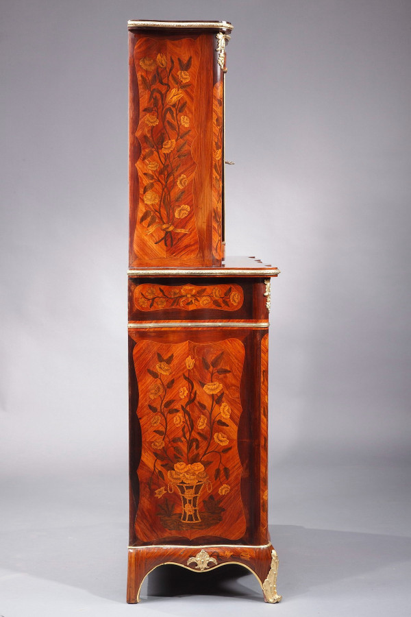 Louis XV-Style Vitrine With Marquetry Decoration