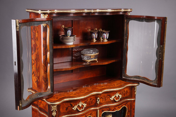 Louis XV-Style Vitrine With Marquetry Decoration