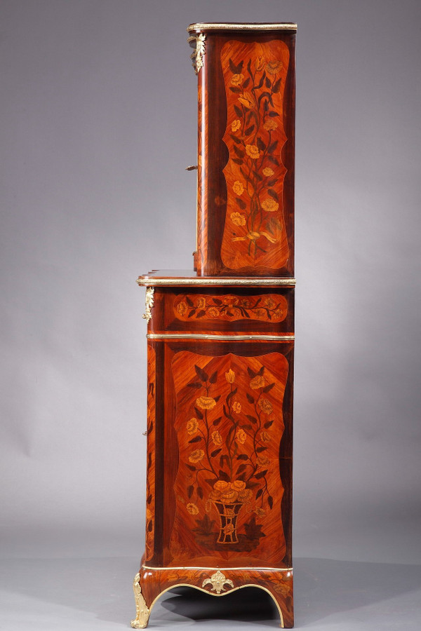 Louis XV-Style Vitrine With Marquetry Decoration