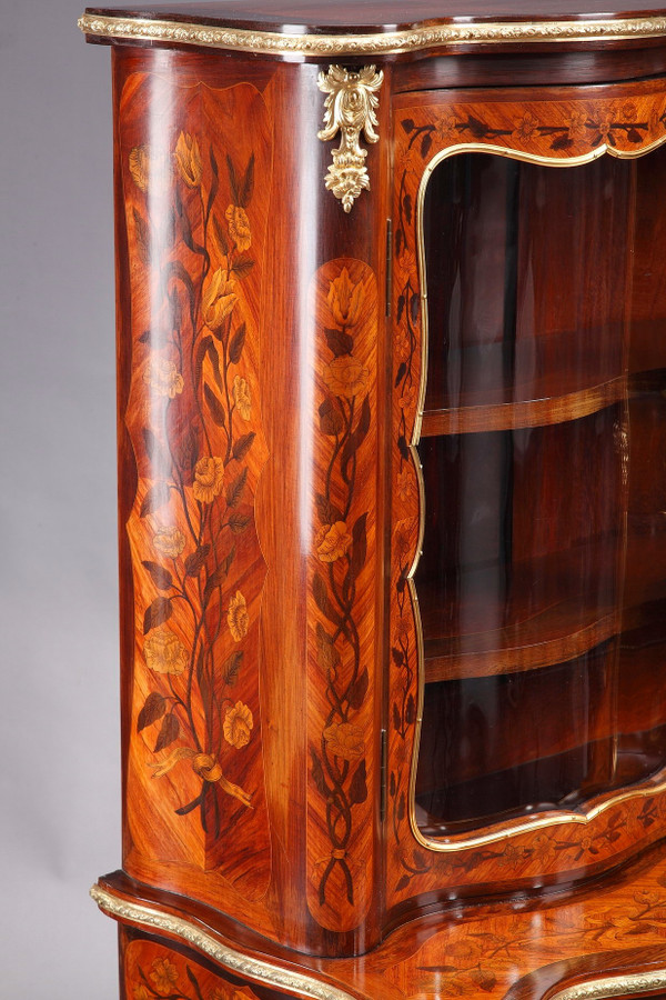 Louis XV-Style Vitrine With Marquetry Decoration