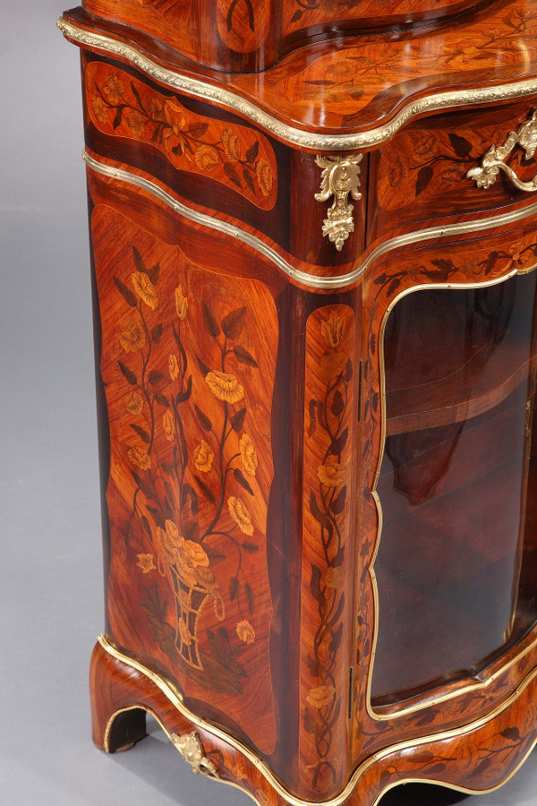 Louis XV-Style Vitrine With Marquetry Decoration