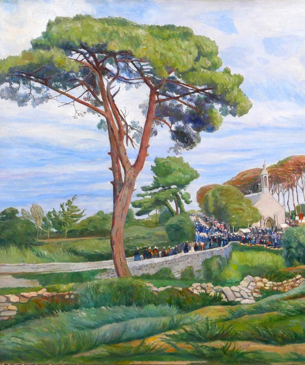 Edmond CHAMPON born 1892, Brittany, Loctudy, Quimper landscape, painting, 1911