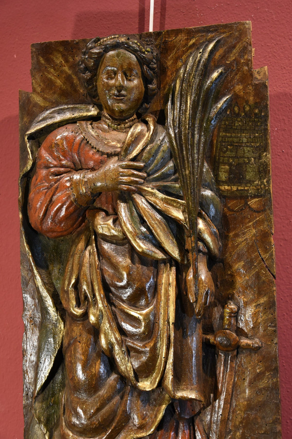 High Relief Panel 'saint Barbara',southern France 16th-17th Century