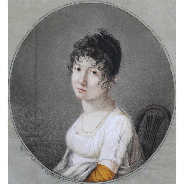 Gaspart-Isaac Delapierre 1780-1811 Portrait of a Woman, drawing, 1805