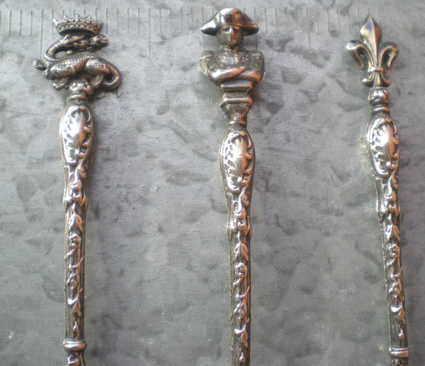 6 mocha/espresso spoons "Napoleon" in silver, goldsmith Jean Moucheront neck brace hallmark early 20th century