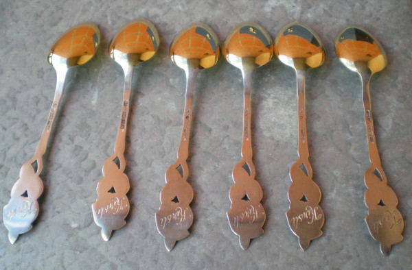 6 lovely spoons in solid silver (813H) and vermeil origin from Finland mid 20th century