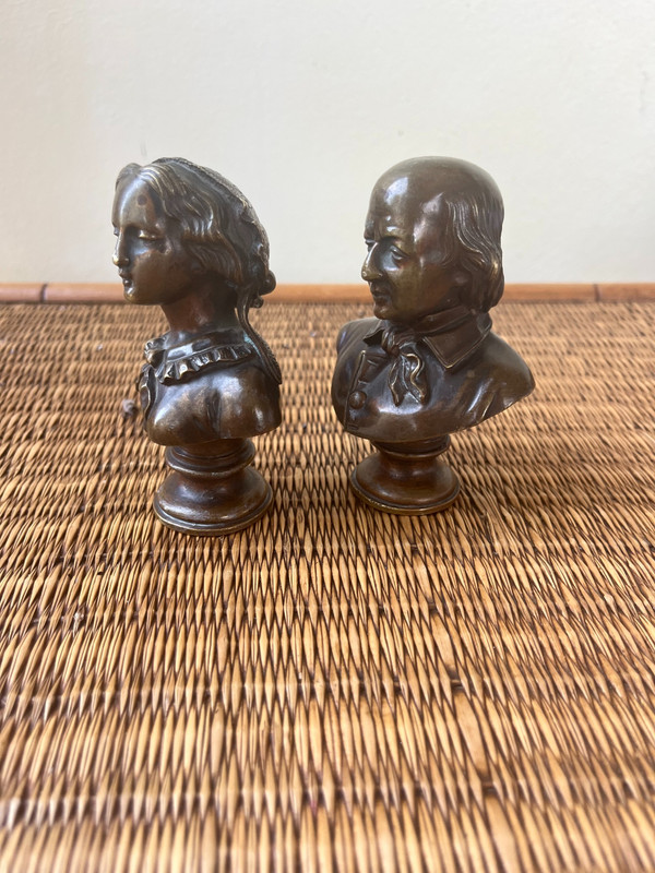 Deux figurines bronze : Georges Sand et Pierre-Jean de Béranger