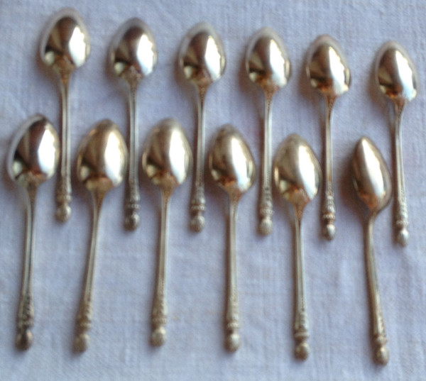 12 silver-plated espresso spoons S.G.C.O successor François Frionnet