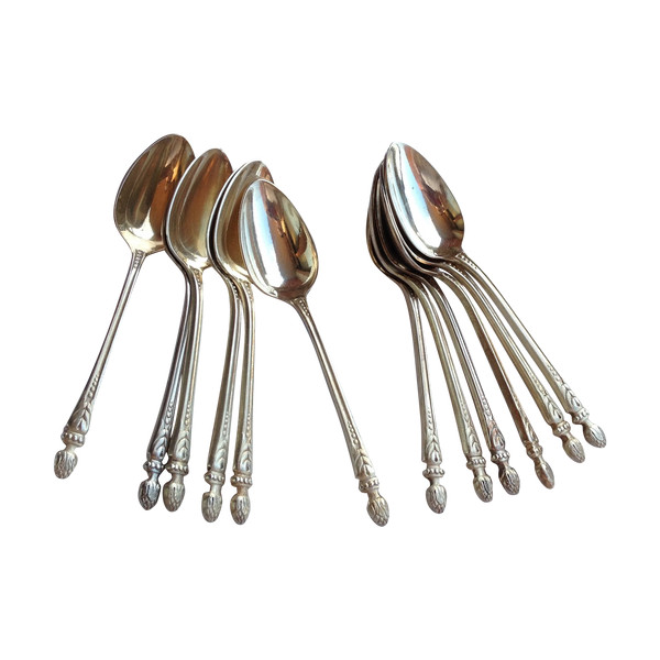 12 silver-plated espresso spoons S.G.C.O successor François Frionnet