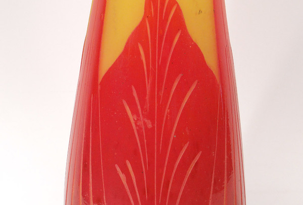 Große Vase Paste de Verre Le Verre Français Schneider Blätter Art Deco XX.