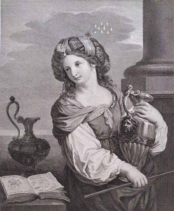 Oriental Woman Armide The sorceress Etching After Guercino Engraving Old Prinr