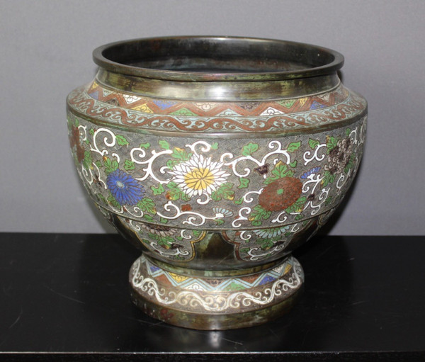 Cloisonne Bronze Plant Pot Japan XIX