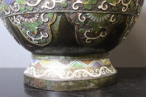 Cloisonne Bronze Plant Pot Japan XIX