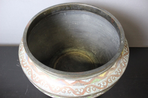 Cloisonne Bronze Plant Pot Japan XIX