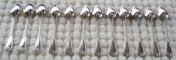 12 silver plated espresso/moka spoons Maintenon model (shell) ERCUIS