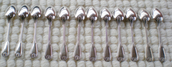 12 silver plated espresso/moka spoons Maintenon model (shell) ERCUIS