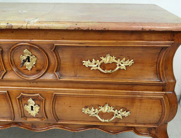 Louis XV commode Sauteuse Provençale Merisier Sculpté Marbre XVIIIè