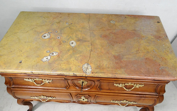 Louis XV commode Sauteuse Provençale Merisier Sculpté Marbre XVIIIè