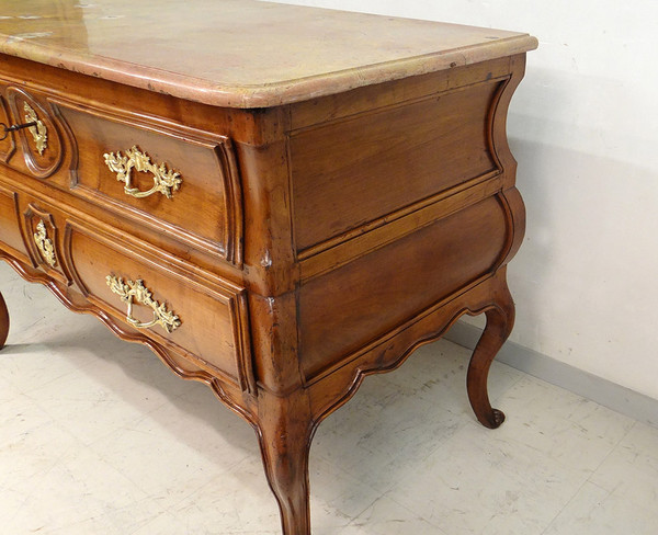 Louis XV commode Sauteuse Provençale Merisier Sculpté Marbre XVIIIè