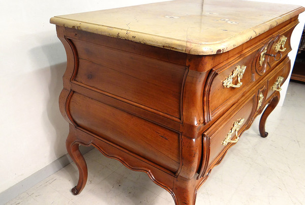 Louis XV commode Sauteuse Provençale Merisier Sculpté Marbre XVIIIè