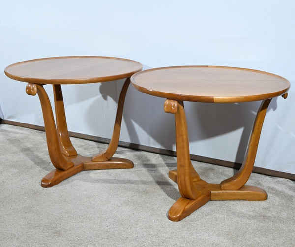 Tables de Salon en Noyer et Merisier, attribué à E.Arzani, Art Déco – 1930