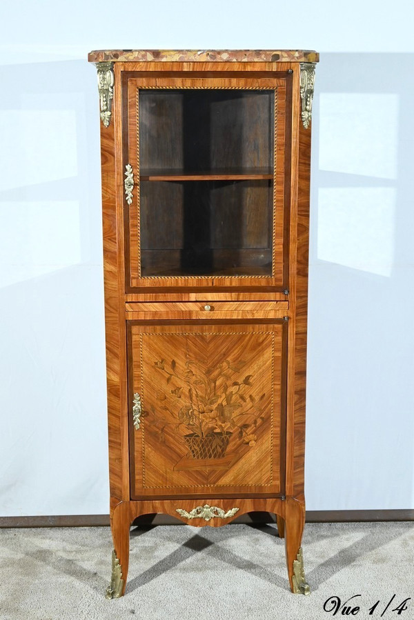 Petite Vitrine en Bois de Rose, style Transition Louis XV/Louis XVI – Début XXe